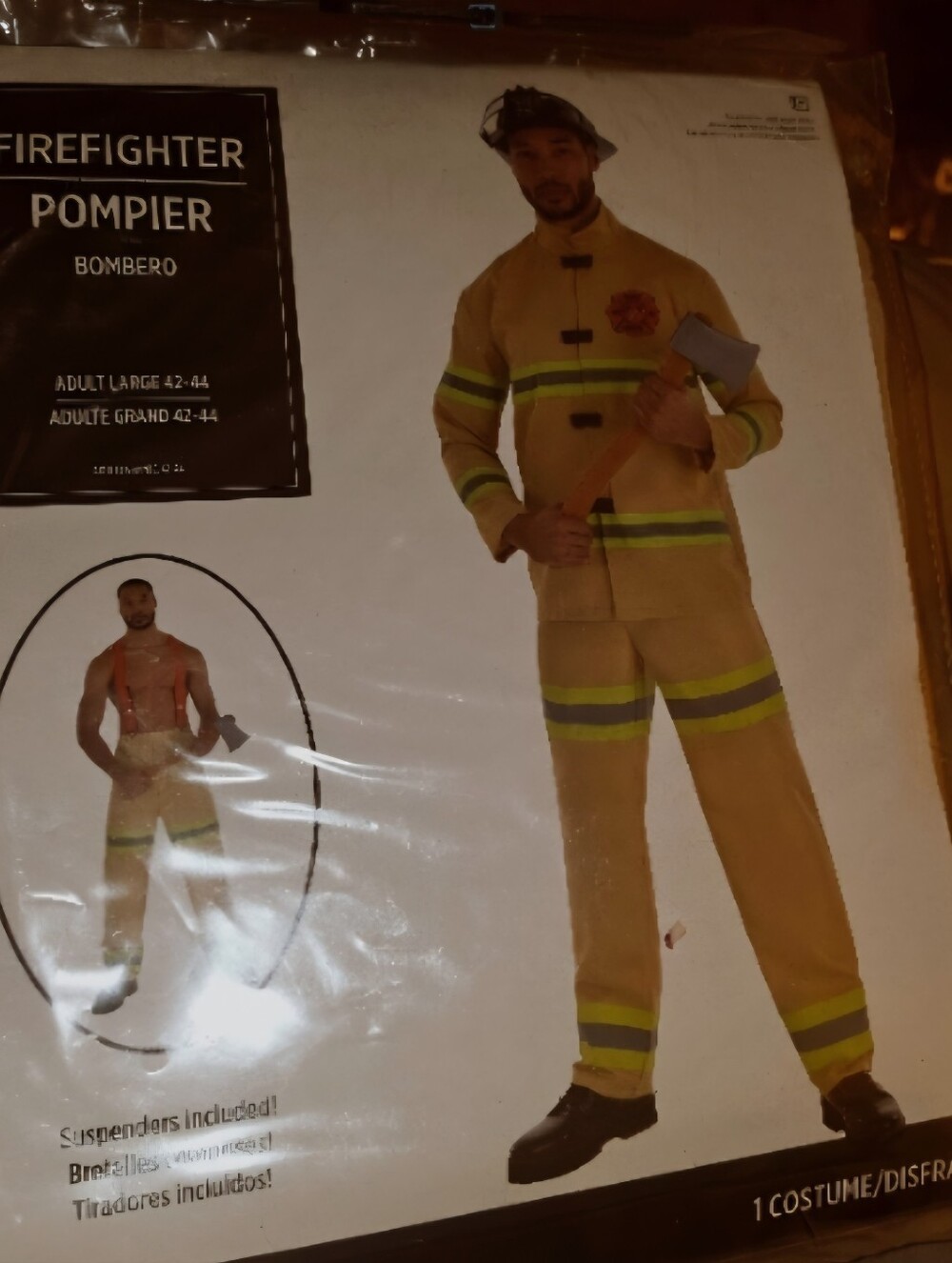 Amscan Men's Adult Firefighter Costume Large 42-44 New